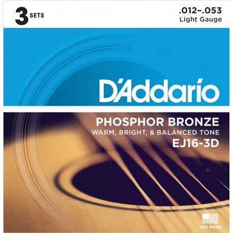 SET CORZI CHITARA ACUSTICA D'ADDARIO EJ16-3D