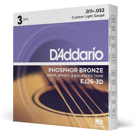 SET CORZI CHITARA ACUSTICA D'ADDARIO EJ26-3D