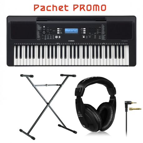 Pachet Pian Digital Portabil Yamaha PSRE373 + stativ + casti