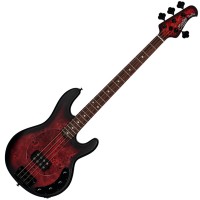 CHITARA BASS ELECTRICA STERLING BY MUSICMAN RAY34 POPLAR BURL, DARK SCARLET BS