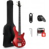 Set Chitara Bass Electrica Donner DPJ-100 Red + Husa + Accesorii