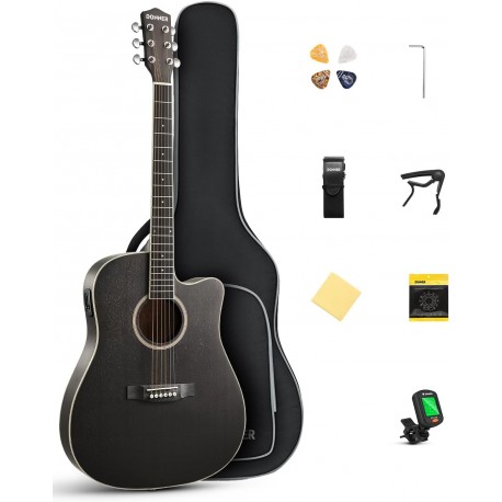SET CHITARA ACUSTICA DONNER MATTE ACOUSTIC-ELECTRIC BLACK
