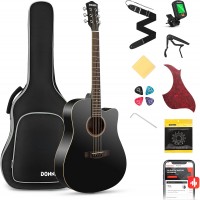 Set Chitara Acustica Donner Dag-1 Cb Cutaway Cu Husa Si Accesorii, Black Ec1129