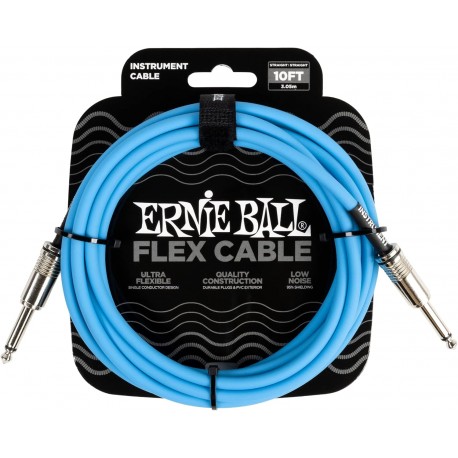 CABLU INSTRUMENT ERNIE BALL FLEX INSTRUMENT CABLE STRAIGHT/STRAIGHT 10FT - BLUE