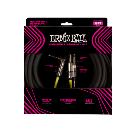 CABLU INSTRUMENT ERNIE BALL INSTRUMENT AND HEADPHONE CABLE 18FT