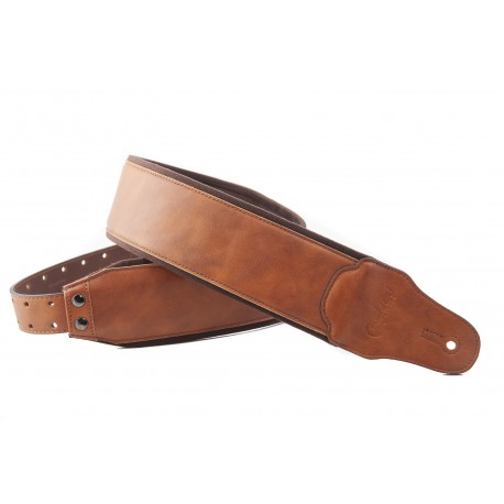 CUREA CHITARA RIGHTON! Smooth Light Brown Leather Bass Strap